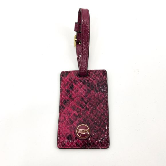 Coach Signature Snake Embossed Luggage Tag EUC!